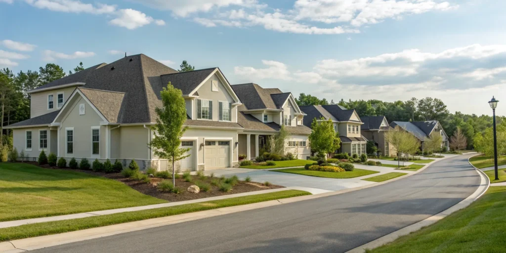 An upscale Augusta street with private housing options for the Masters tournament.