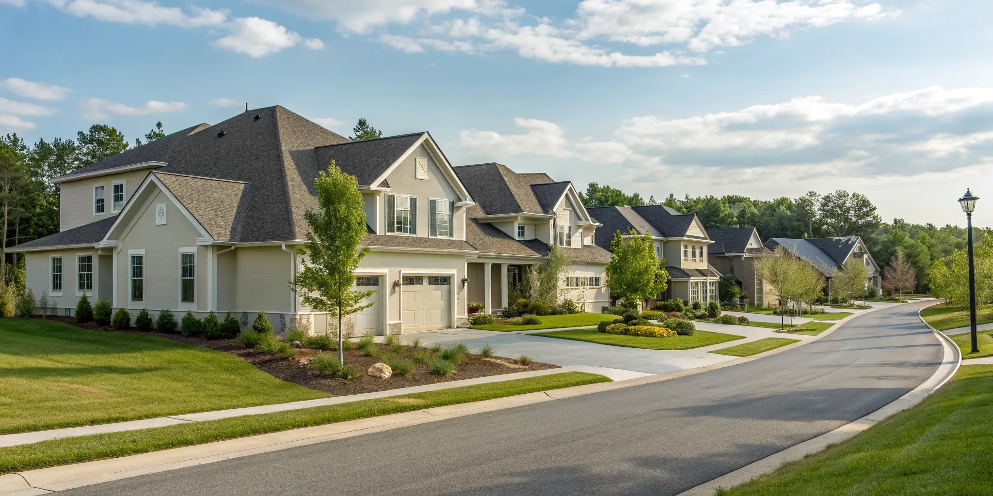 An upscale Augusta street with private housing options for the Masters tournament.