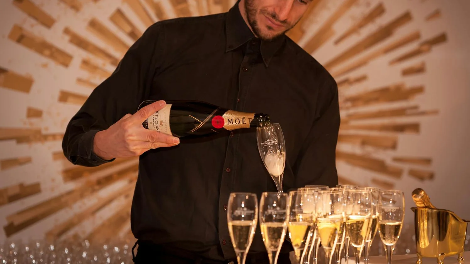VIP hospitality champagne service at a luxury event