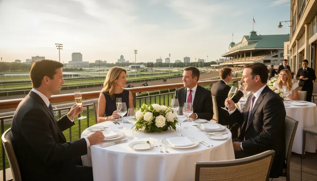 Executive guests enjoying Preakness Stakes corporate hospitality