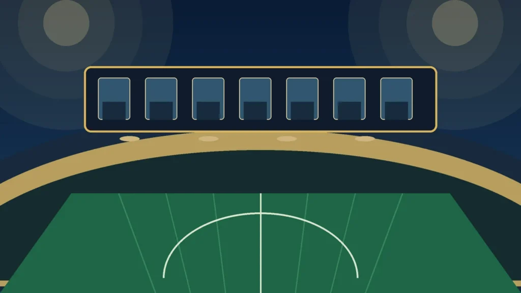 Premium stadium hospitality suite overlooking a soccer pitch for World Cup 2026 VIP hospitality packages