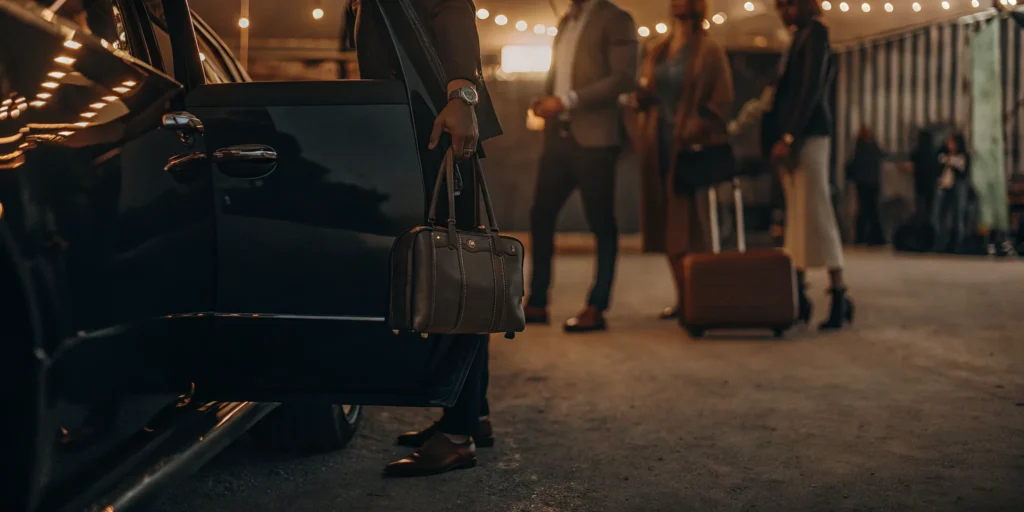 VIP travelers arriving at a music festival