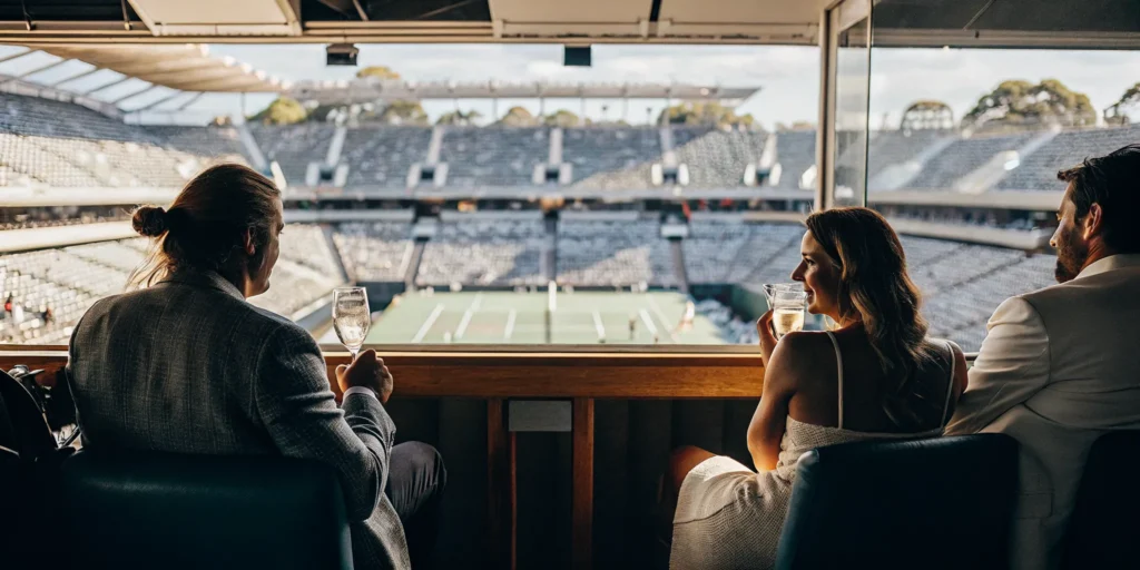 VIP corporate hospitality experience at the Australian Open in Melbourne Park featuring premium court-side seating