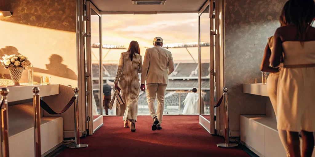Luxury VIP corporate hospitality suite at a premium sporting event