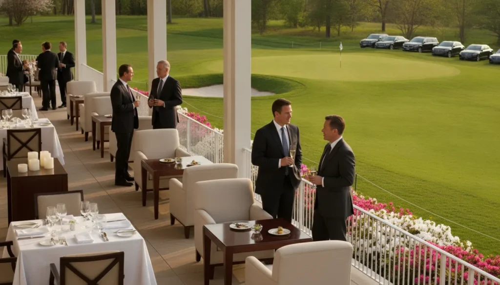 Corporate VIP hospitality suite overlooking a championship golf course at The Masters