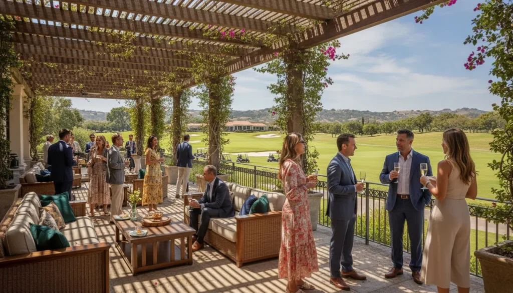 Corporate guests enjoying luxury golf hospitality at a championship course