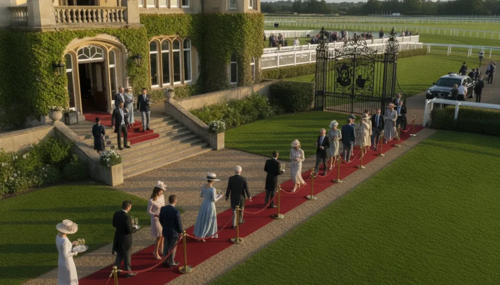 Guests arriving at Cheltenham Festival hospitality overlooking the racecourse