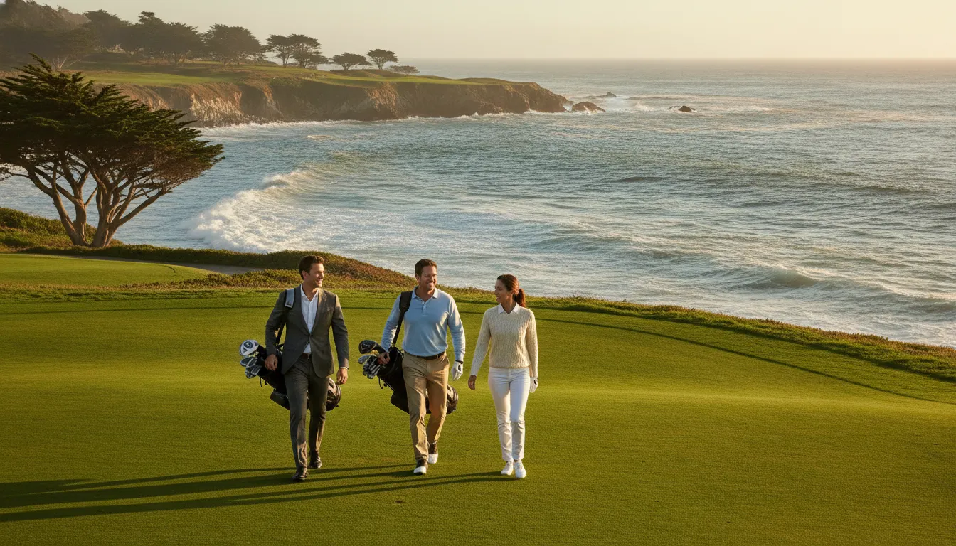 Pebble Beach golf packages with coastal fairway and corporate guests
